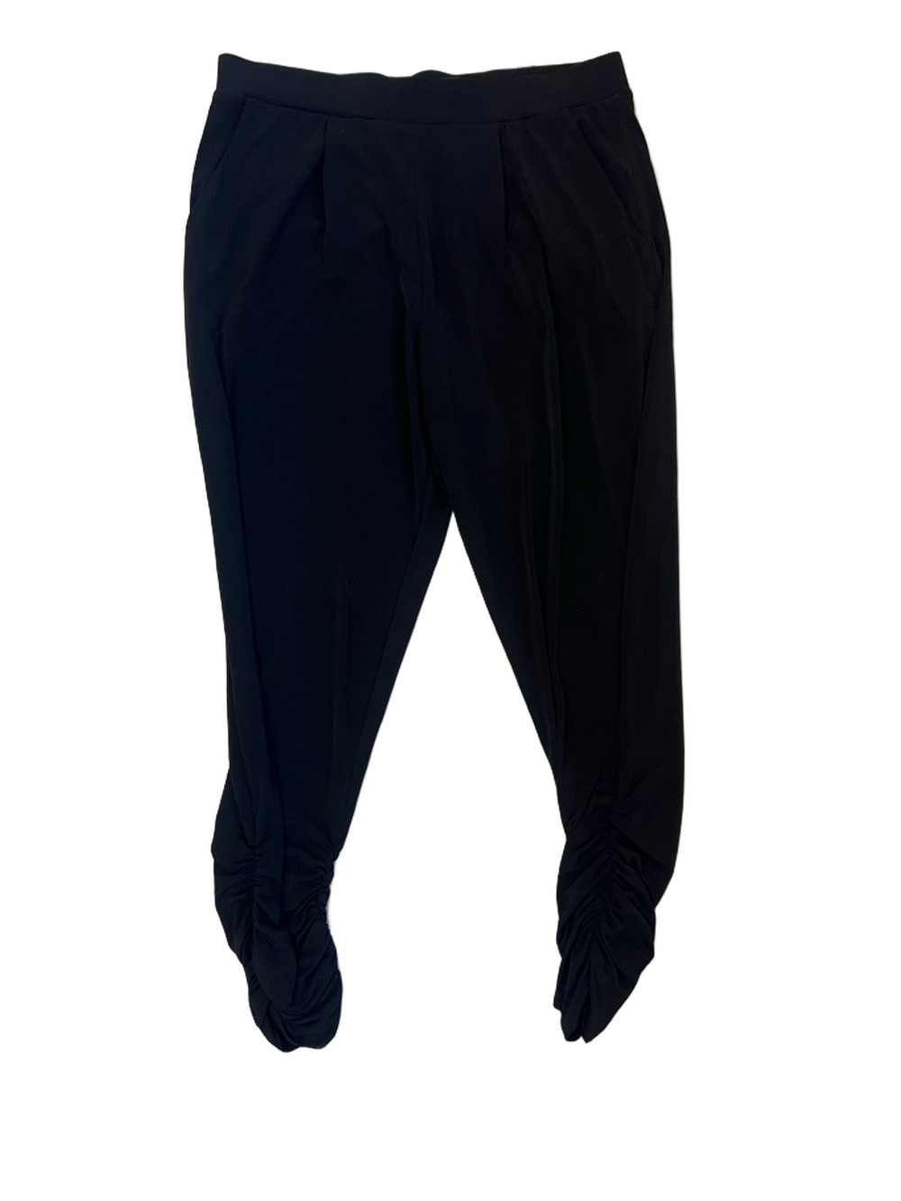 Express Black Ruched Ankle Mid-Rise Pants β Size Small